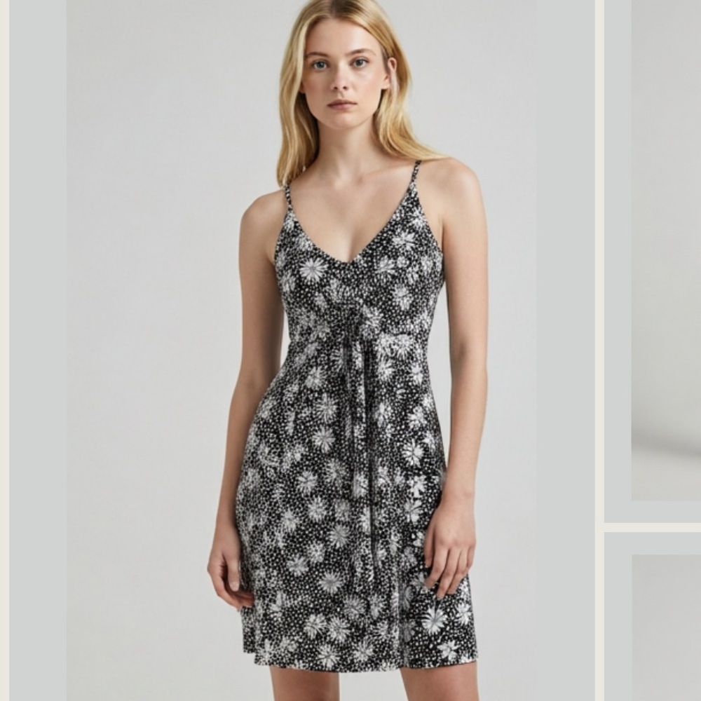 New With Tags Easy Wear Floral Leaf Short Green Sun Dress El Corte Ingles Size S